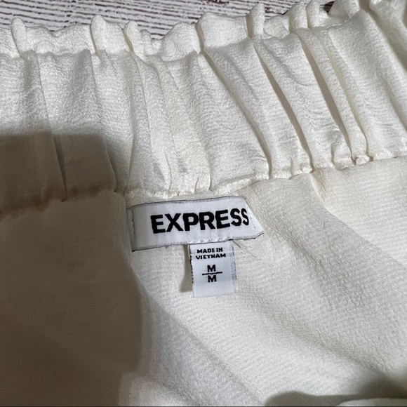EXPRESS Off The Shoulder Smocked Ruffle Top in Ivory - Picture 5 of 14